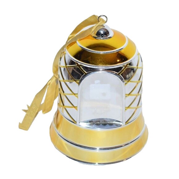 Mr. Christmas Magic Scene Bell Ornament 2009 Mirrors Lights Musical Gold w/Stand - Picture 1 of 6